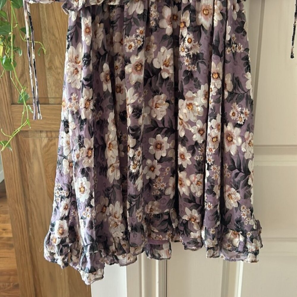 ANTHROPOLOGIE X EN SAISON purple floral peasant sleeve dress small - Picture 8 of 13